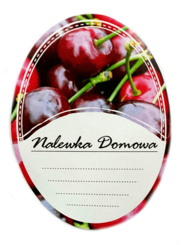 Etykieta owalna Wiśnia na nalewkę domową