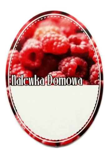 Etykieta owalna MALINA na nalewkę domową