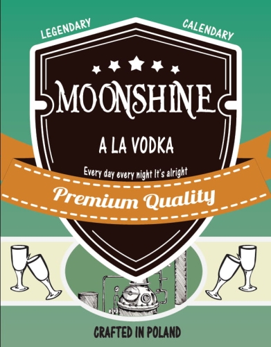 Etykieta Moonshine ala Vodka na butelkę bimbru
