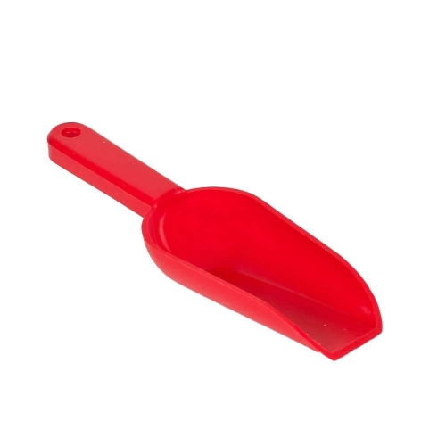 Szufelka plastikowa mini 14,5 cm – czerwona szufelka na białym tle