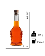 Butelka Bukareszt 250 ml z korkiem – butelka z miarką pokazującą jej rozmiar