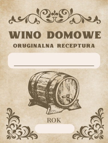 Etykieta Wino domowe old 6x8 cm w starym stylu